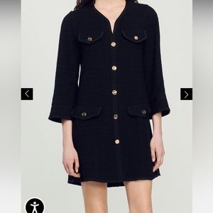 Sandro Long Sleeve Tweed Dress